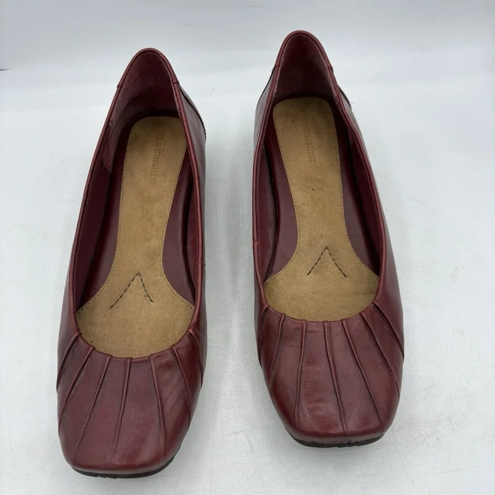 Naturalizer Shoes Womens Size 11 M Farrah Dark Red‎ Loafers Leather Wedge